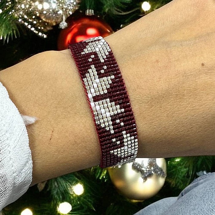 Bratara miyuki rosu-argintiu lata, eleganta pentru femei, Samira [6]