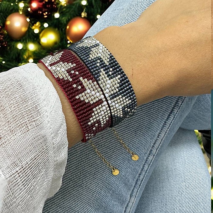 Bratara miyuki rosu-argintiu lata, eleganta pentru femei, Samira [2]