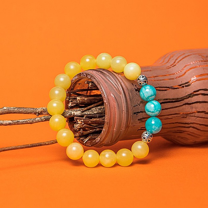 Bratara “Monisha” cu pietre semipretioase de Jad Lemon si Amazonit, margele de 8mm [1]