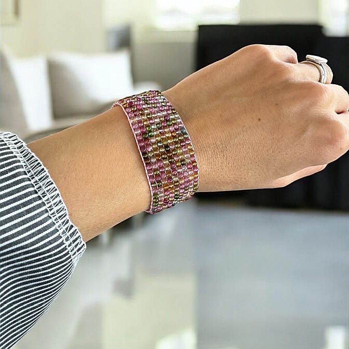 Bratara multistrat Neena din cristale de turmalina Candy naturala multicolora [1]