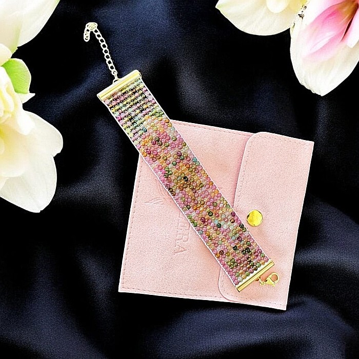 Bratara multistrat Neena din cristale de turmalina Candy naturala multicolora [4]