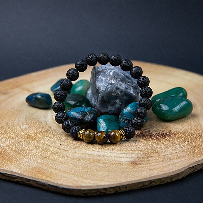 Bratara “ORIEL” din Pietre de Lava (Vulcanice) si Ochi de Tigru [4]