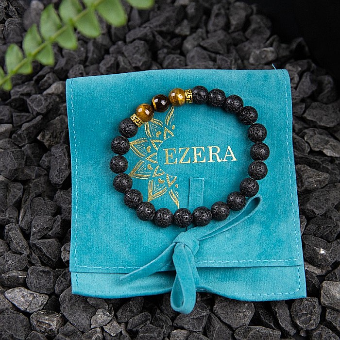 Bratara “ORIEL” din Pietre de Lava (Vulcanice) si Ochi de Tigru [5]