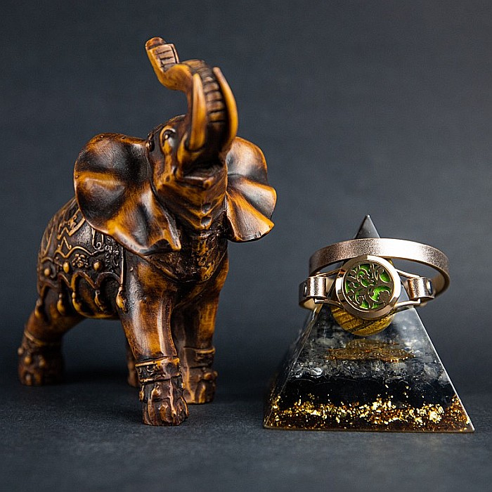 Bratara Pentru Aromaterapie Uleiuri Esentiale, Curea din Piele Ecologica, Aurie, Dubla, cu Medalion Rose Gold Flower [4]