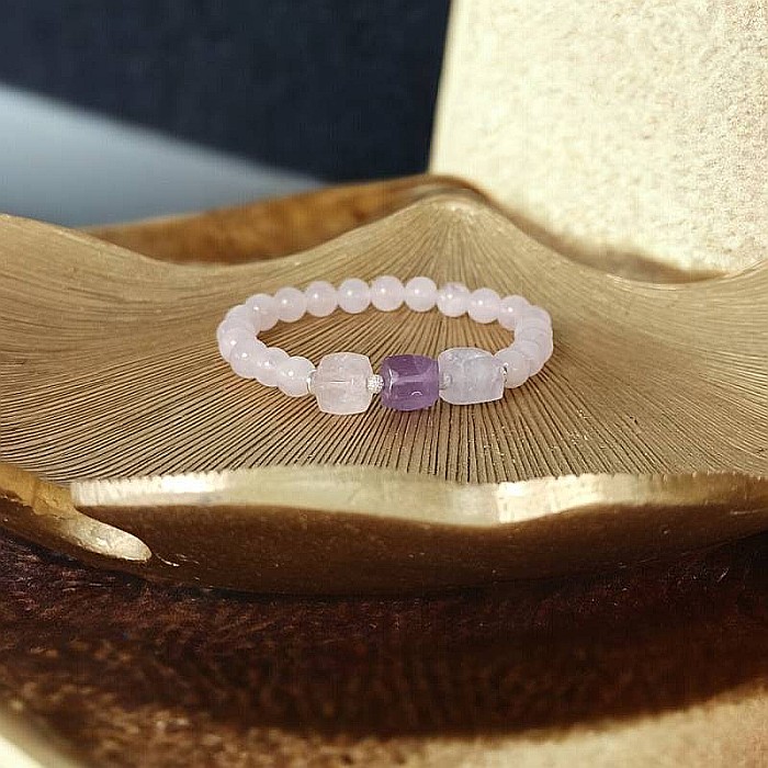 Bratara pentru femei Sipra, din cristale de Cuart Roz de madagascar si Ametist cu accesorii din argint 925 [11]