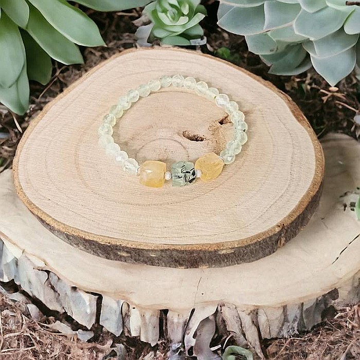 Bratara pentru femei Sipra, din cristale de Prehnit fatetate si Lemon Cuart cu accesorii din argint 925 [7]