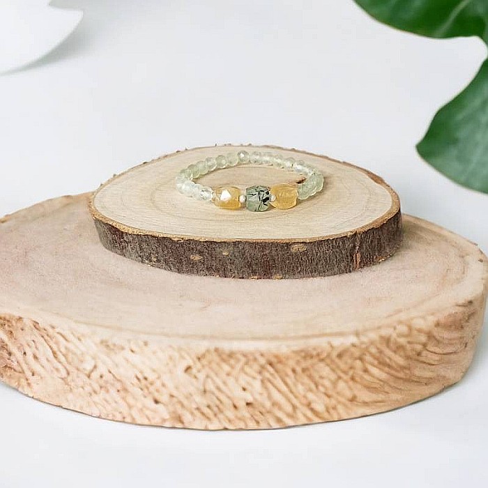 Bratara pentru femei Sipra, din cristale de Prehnit fatetate si Lemon Cuart cu accesorii din argint 925 [9]