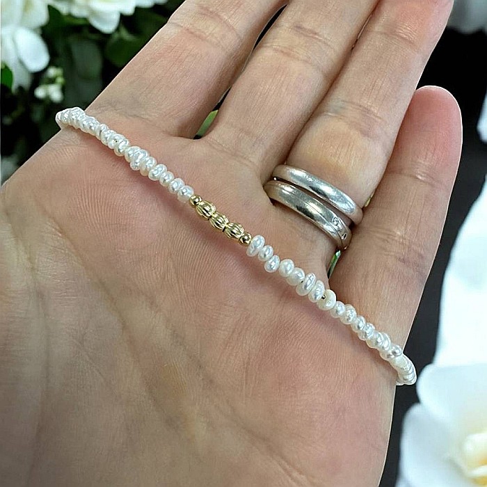 Bratara perle de cultura eleganta Hana cu accesorii din argint placat cu aur 925 [5]