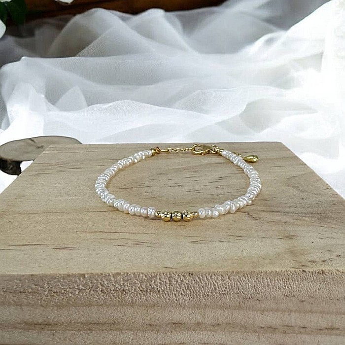 Bratara perle de cultura eleganta Hana cu accesorii din argint placat cu aur 925 [11]