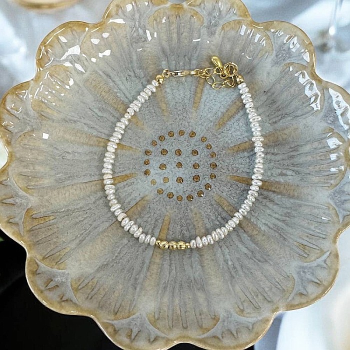 Bratara perle de cultura eleganta Hana cu accesorii din argint placat cu aur 925 [9]