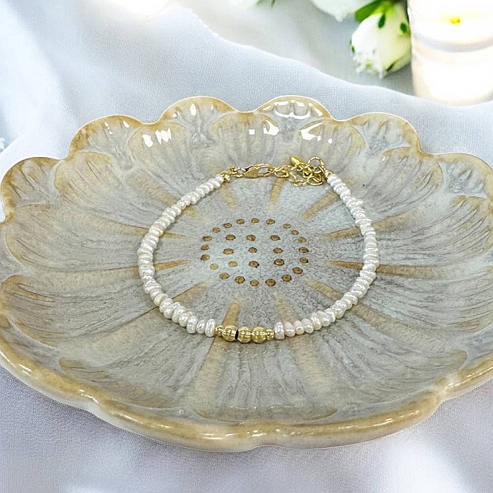 Bratara perle de cultura eleganta Hana cu accesorii din argint placat cu aur 925 [8]