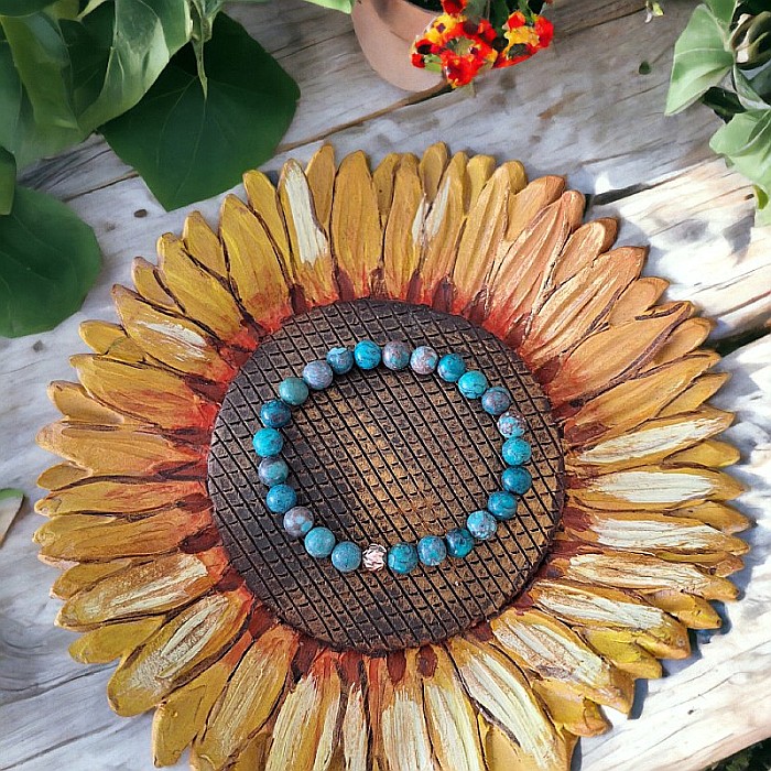 Bratara piatra naturala Howlit Turcoaz American Zina cu accesorii din Argint 925 rose gold [5]