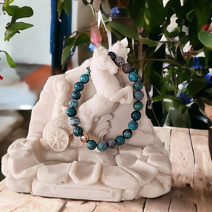 Bratara piatra naturala Howlit Turcoaz American Zina cu accesorii din Argint 925 rose gold [7]