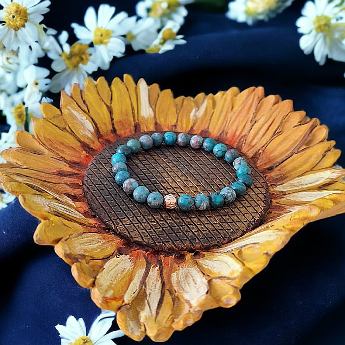 Bratara piatra naturala Howlit Turcoaz American Zina cu accesorii din Argint 925 rose gold [1]