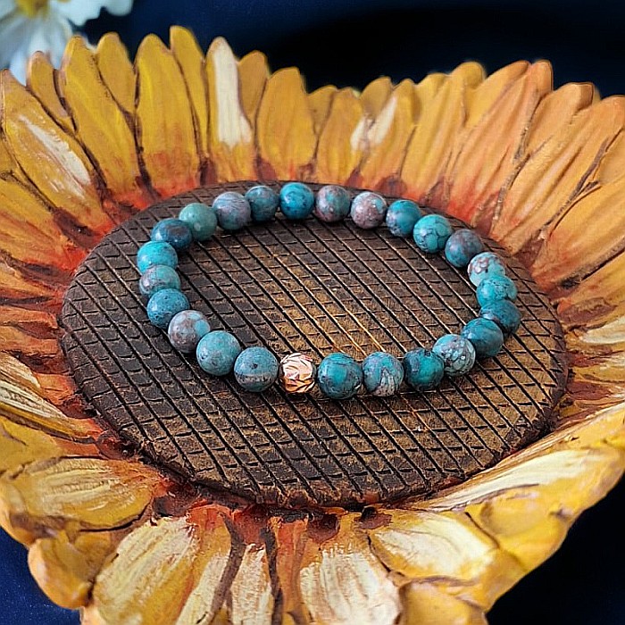 Bratara piatra naturala Howlit Turcoaz American Zina cu accesorii din Argint 925 rose gold [6]