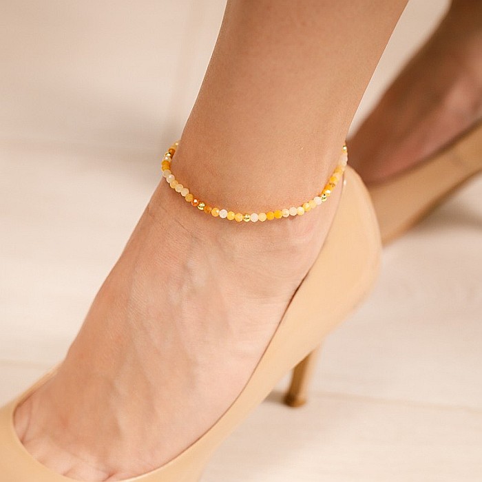 Bratara picior Laila din cristale de Topaz si argint placat cu aur ❤️ [9]