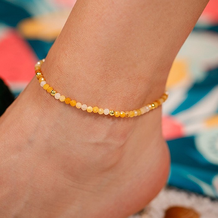 Bratara picior Laila din cristale de Topaz si argint placat cu aur ❤️ [5]