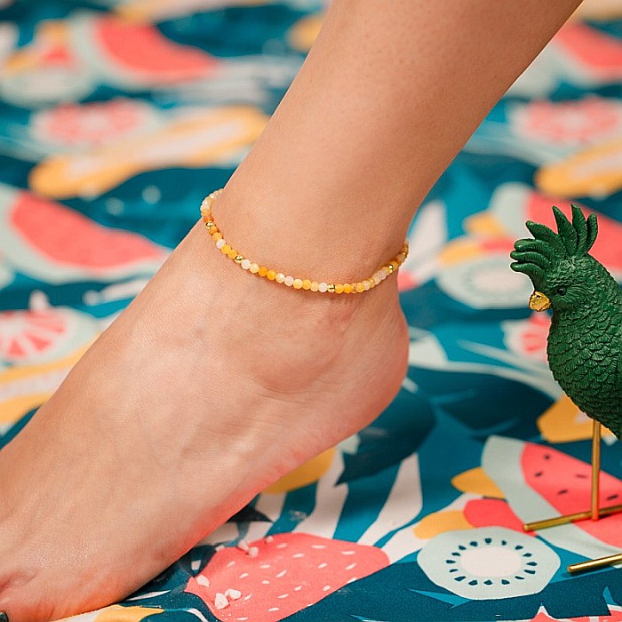 Bratara picior Laila din cristale de Topaz si argint placat cu aur ❤️ [6]