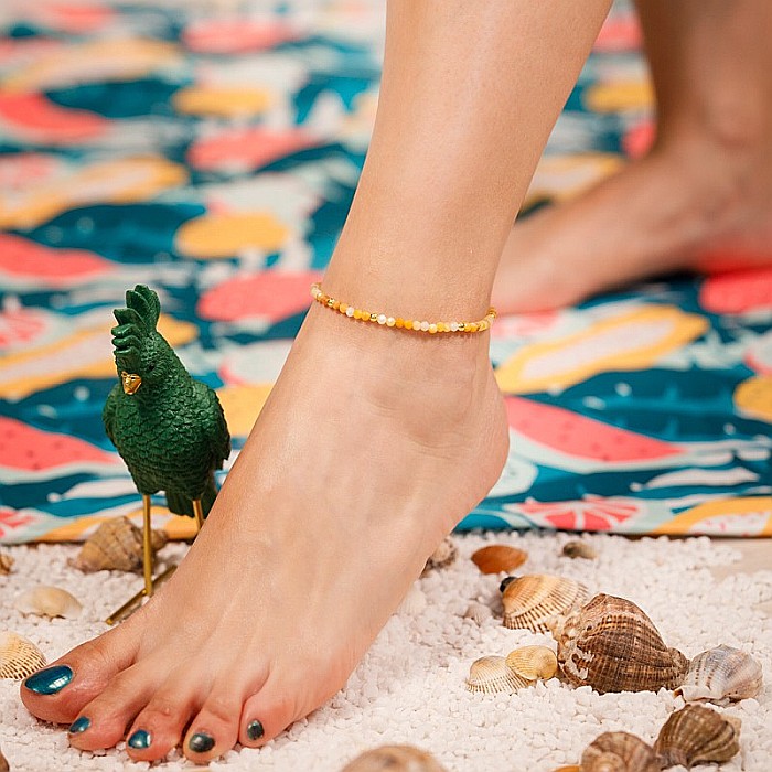 Bratara picior Laila din cristale de Topaz si argint placat cu aur ❤️ [2]