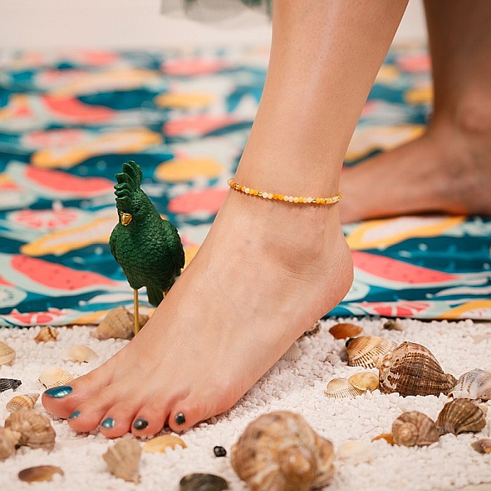 Bratara picior Laila din cristale de Topaz si argint placat cu aur ❤️ [3]