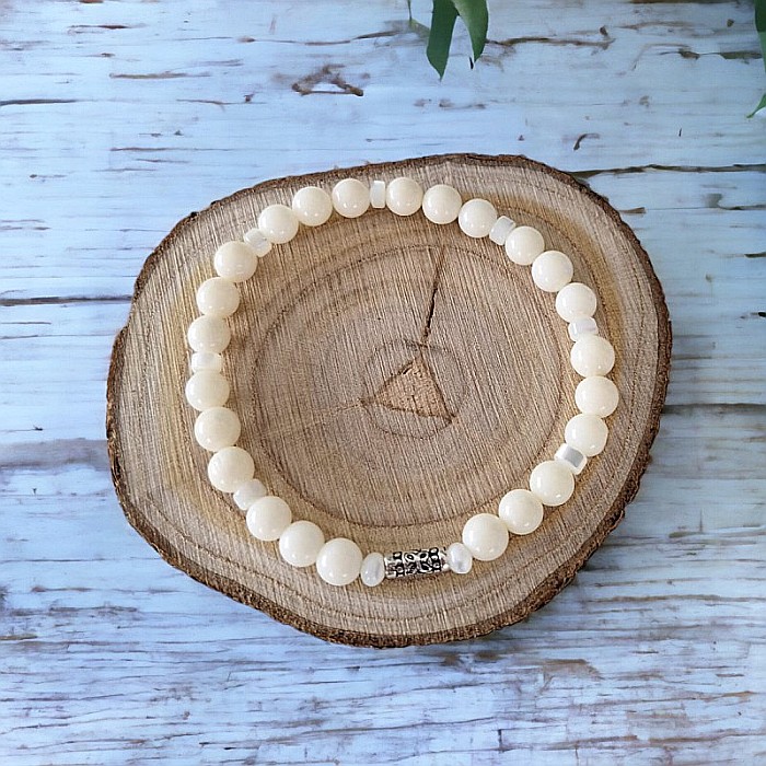 Bratara pietre naturale albe de Coral cu accesorii din Argint 925, Cindy [5]