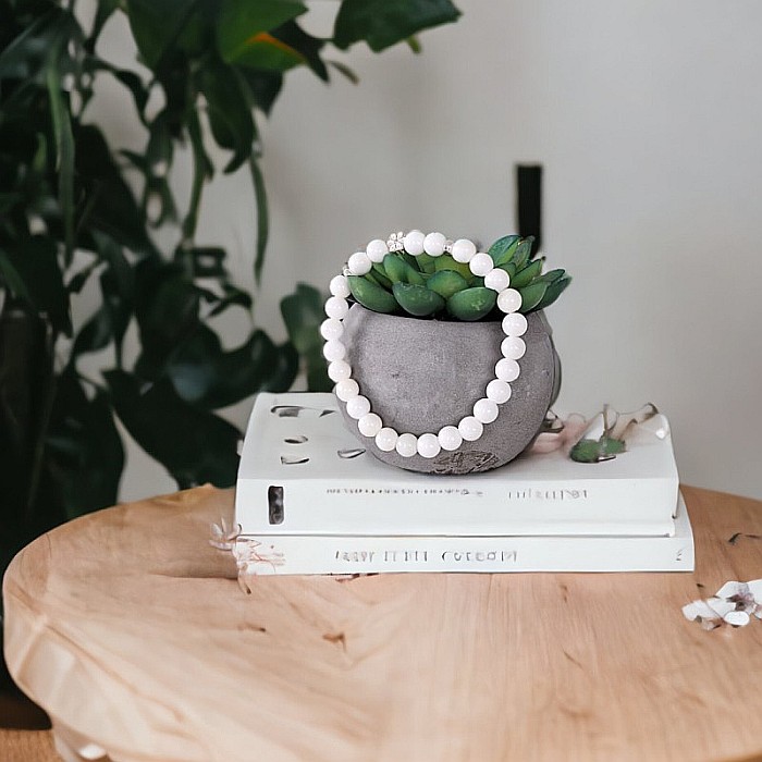 Bratara pietre naturale albe de Tridacna cu accesorii din argint 925, Doria [1]