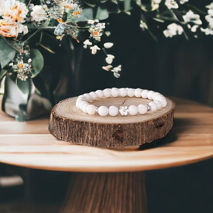 Bratara pietre naturale albe de Tridacna cu accesorii din argint 925, Doria [5]