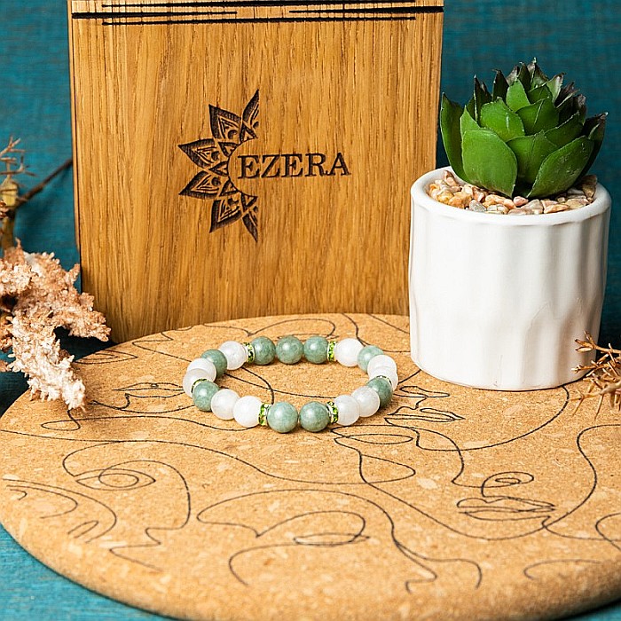 Bratara energetica din Jad Verde si Piatra Lunii, Catia, margele de 8mm [8]