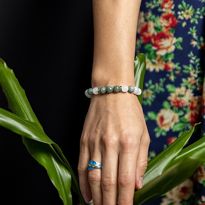 Bratara energetica din Jad Verde si Piatra Lunii, Catia, margele de 8mm [1]