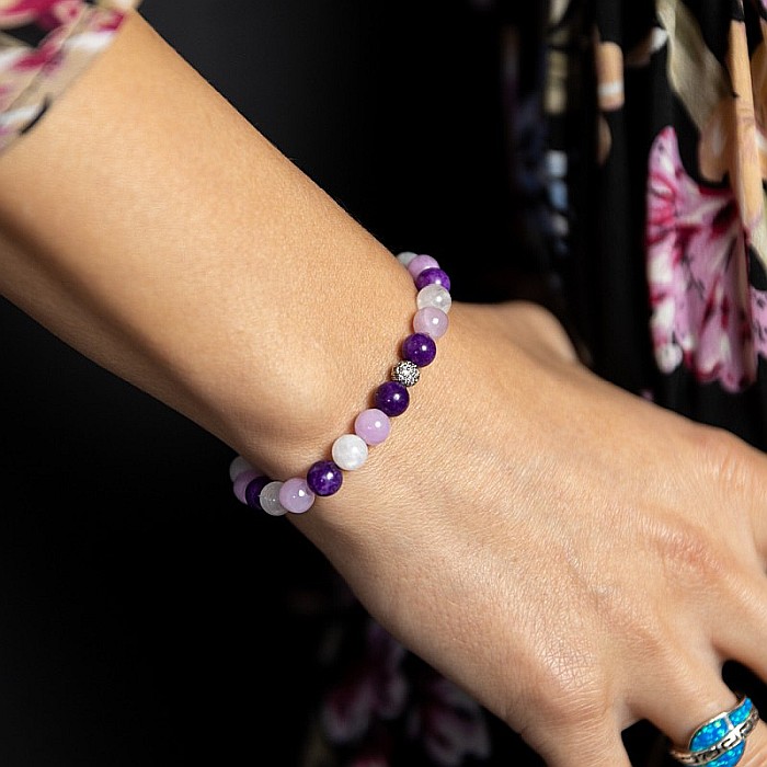 Bratara pietre naturale pentru fete, Kelli, din cristale de Piatra Lunii si Jad Mov, sfere de 6mm [1]