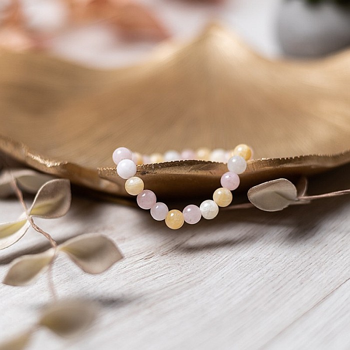 Bratara pietre semipretioase Adana, realizata manual din cristale de Piatra Lunii si Jad, sfere de 6mm [7]