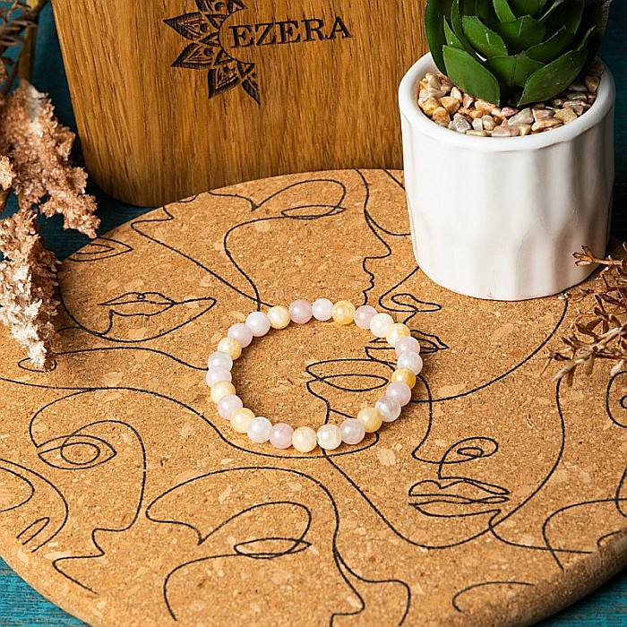 Bratara pietre semipretioase Adana, realizata manual din cristale de Piatra Lunii si Jad, sfere de 6mm [8]