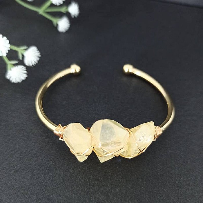 Bratara pietre semipretioase Citrin brut, Meenal, din cupru placat cu Aur de 18K [6]