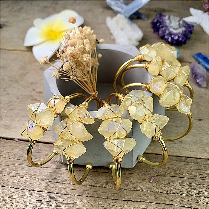 Bratara pietre semipretioase Citrin brut, Meenal, din cupru placat cu Aur de 18K [9]