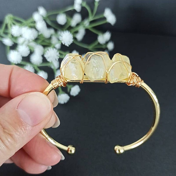 Bratara pietre semipretioase Citrin brut, Meenal, din cupru placat cu Aur de 18K [2]