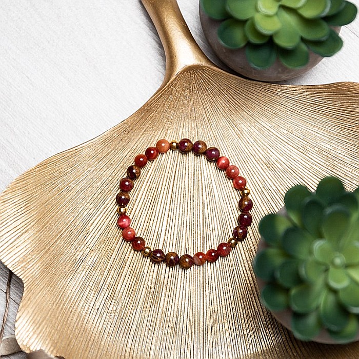 Bratara pietre semipretioase dama, Annissa, cu cristale din Ochi de Tigru si Cloisonne Rosu, sfere de 6 si 8 mm [7]