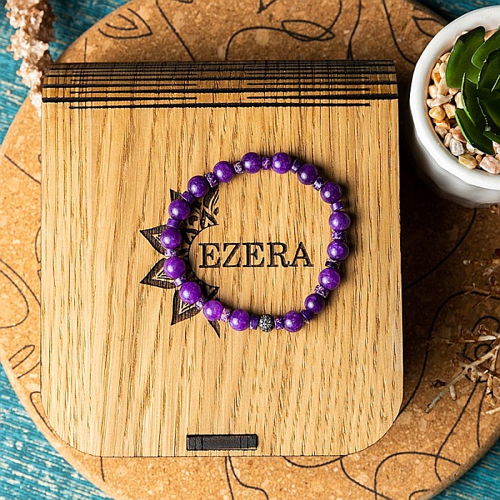 Bratara pietre semipretioase dama Chameli din cristale de Jad Mov, sfere de 6mm [8]