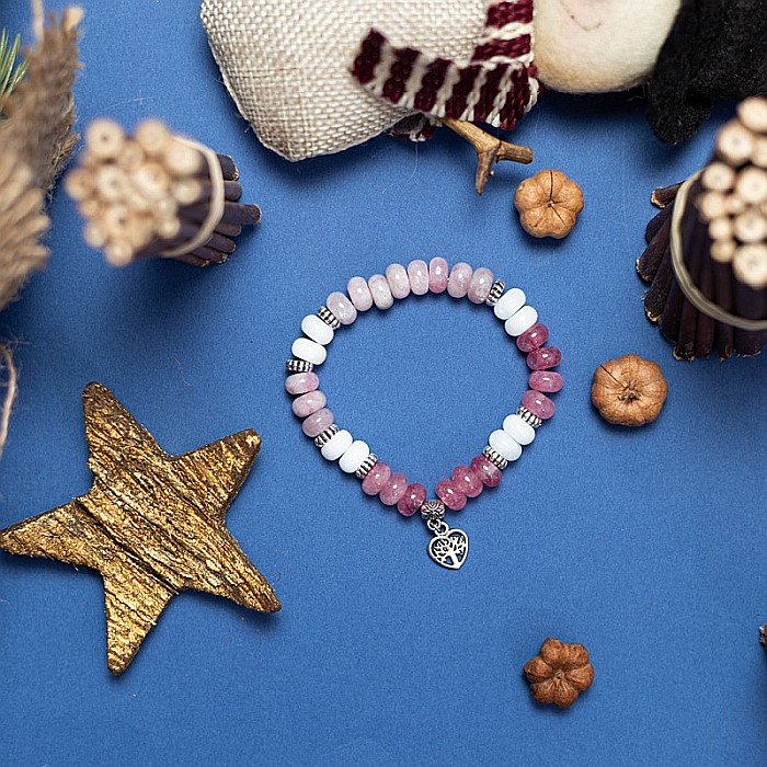 Bratara pietre semipretioase naturale de Morganit Angelit, Mahari, 5x8mm [6]