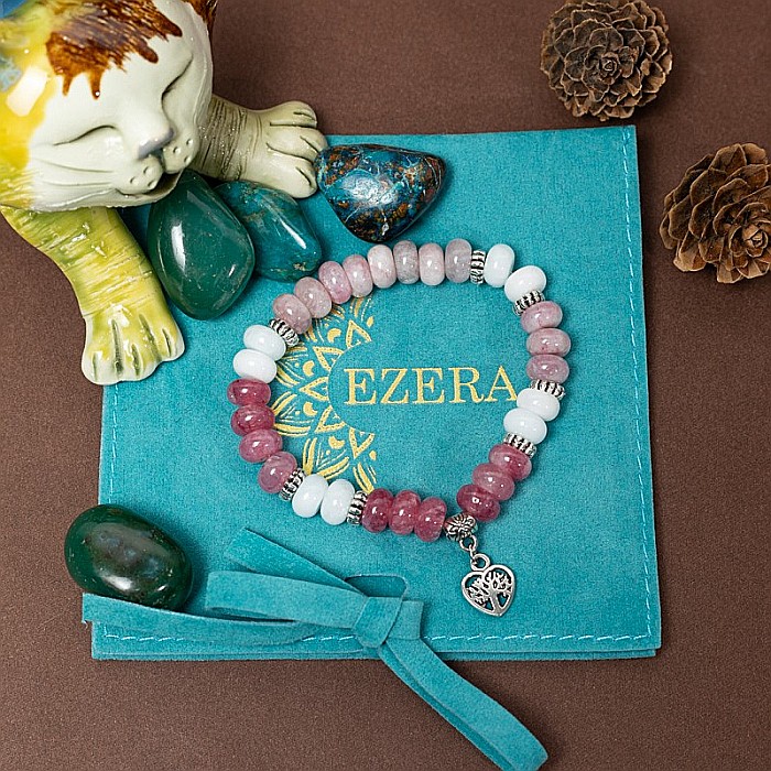 Bratara pietre semipretioase naturale de Morganit Angelit, Mahari, 5x8mm [7]