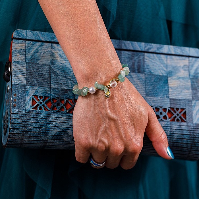 Bratara prieteniei Camille din cristale de Aventurin Verde cipsuri si perle❤️ [3]