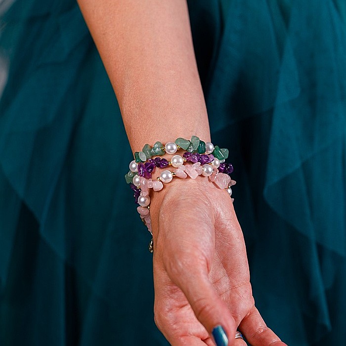 Bratara prieteniei Camille din cristale de Aventurin Verde cipsuri si perle❤️ [10]