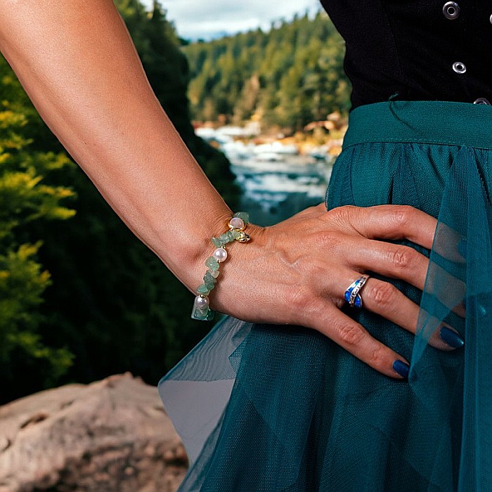 Bratara prieteniei Camille din cristale de Aventurin Verde cipsuri si perle❤️ [2]