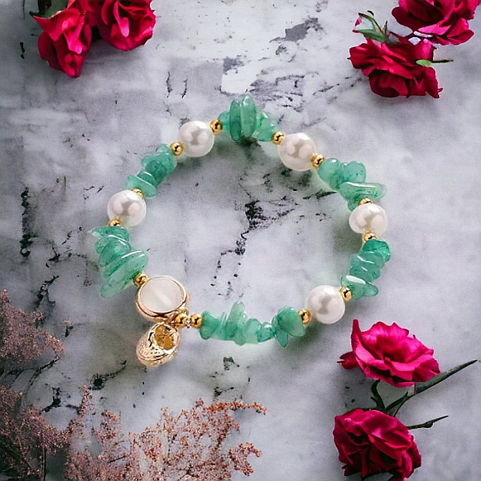 Bratara prieteniei Camille din cristale de Aventurin Verde cipsuri si perle❤️ [1]