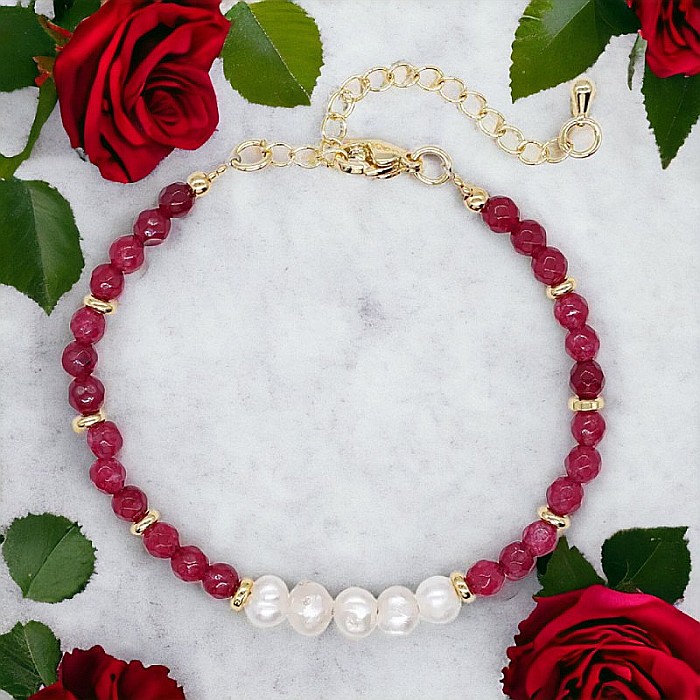 Bratara prieteniei Natya din cristale de Agat si Perle Naturale [7]