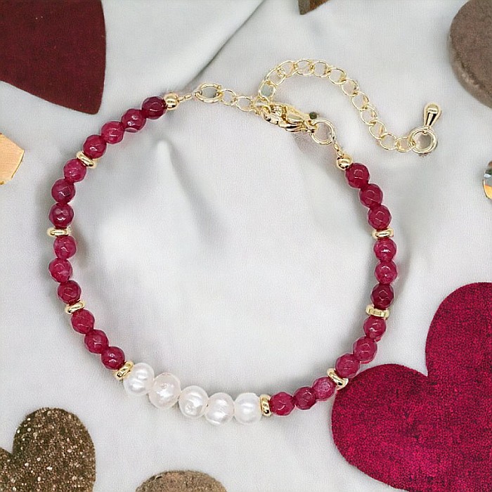 Bratara prieteniei Natya din cristale de Agat si Perle Naturale [1]