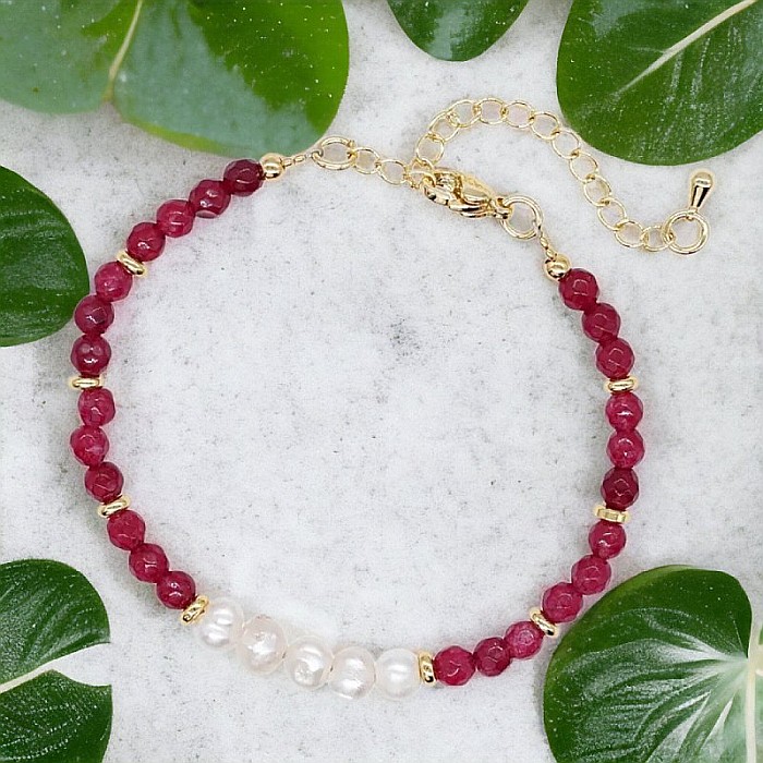 Bratara prieteniei Natya din cristale de Agat si Perle Naturale [2]