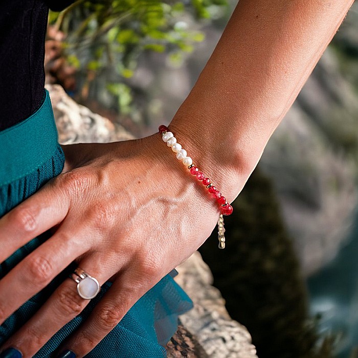 Bratara prieteniei Natya din cristale de Agat si Perle Naturale [11]