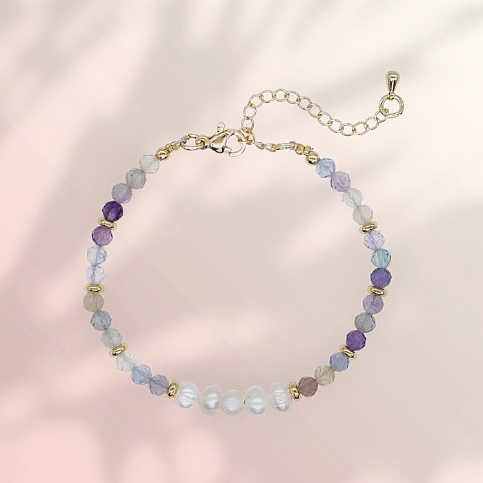 Bratara prieteniei Natya din cristale de Fluorit si Perle Naturale [3]