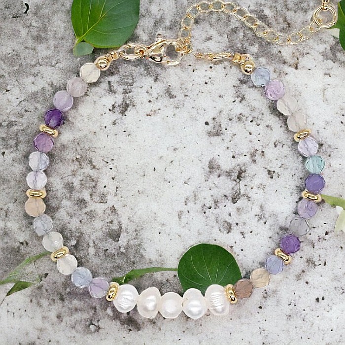 Bratara prieteniei Natya din cristale de Fluorit si Perle Naturale [5]
