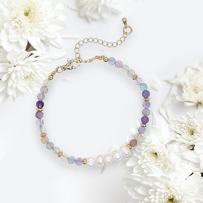 Bratara prieteniei Natya din cristale de Fluorit si Perle Naturale [4]